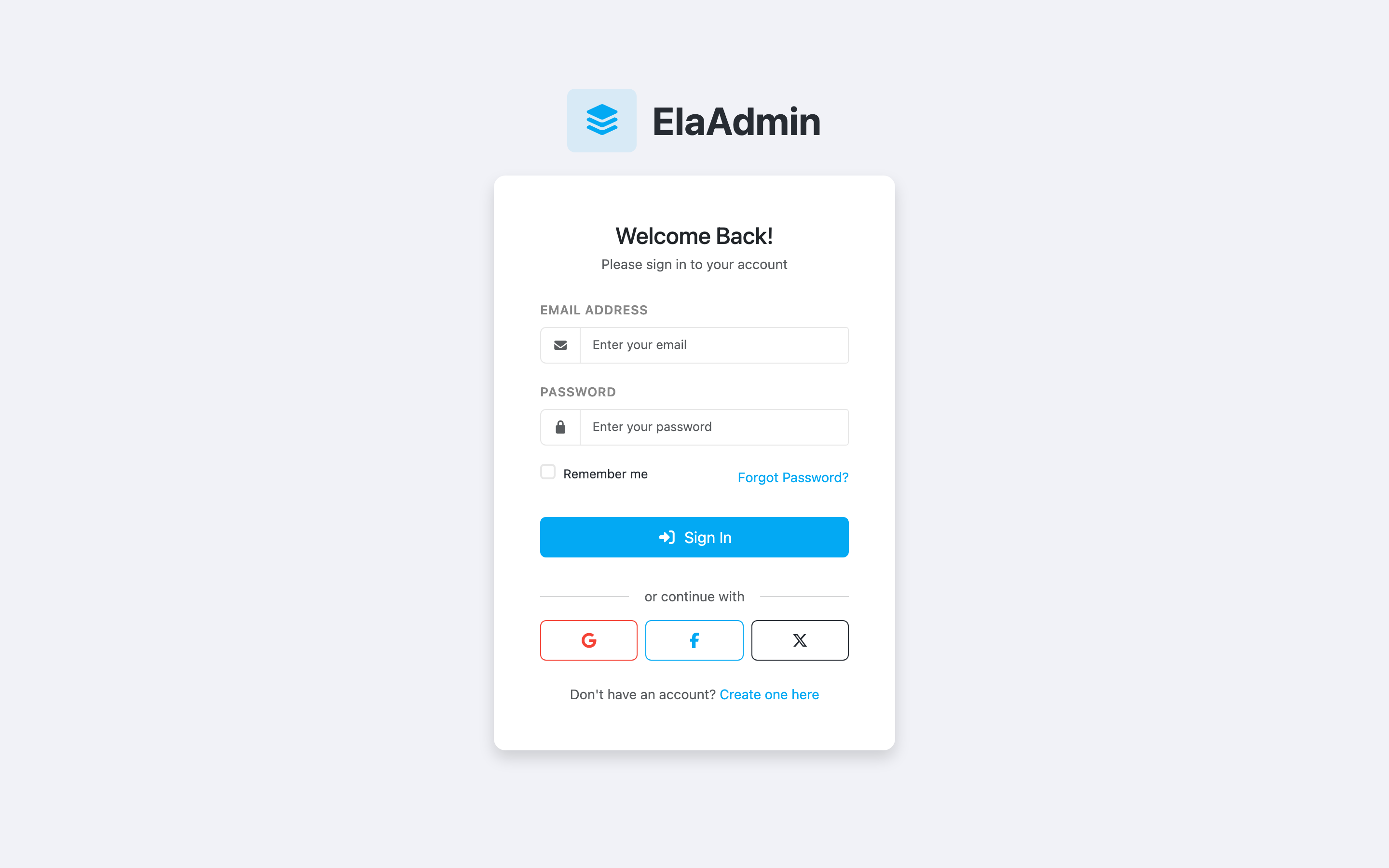 ElaAdmin Login page